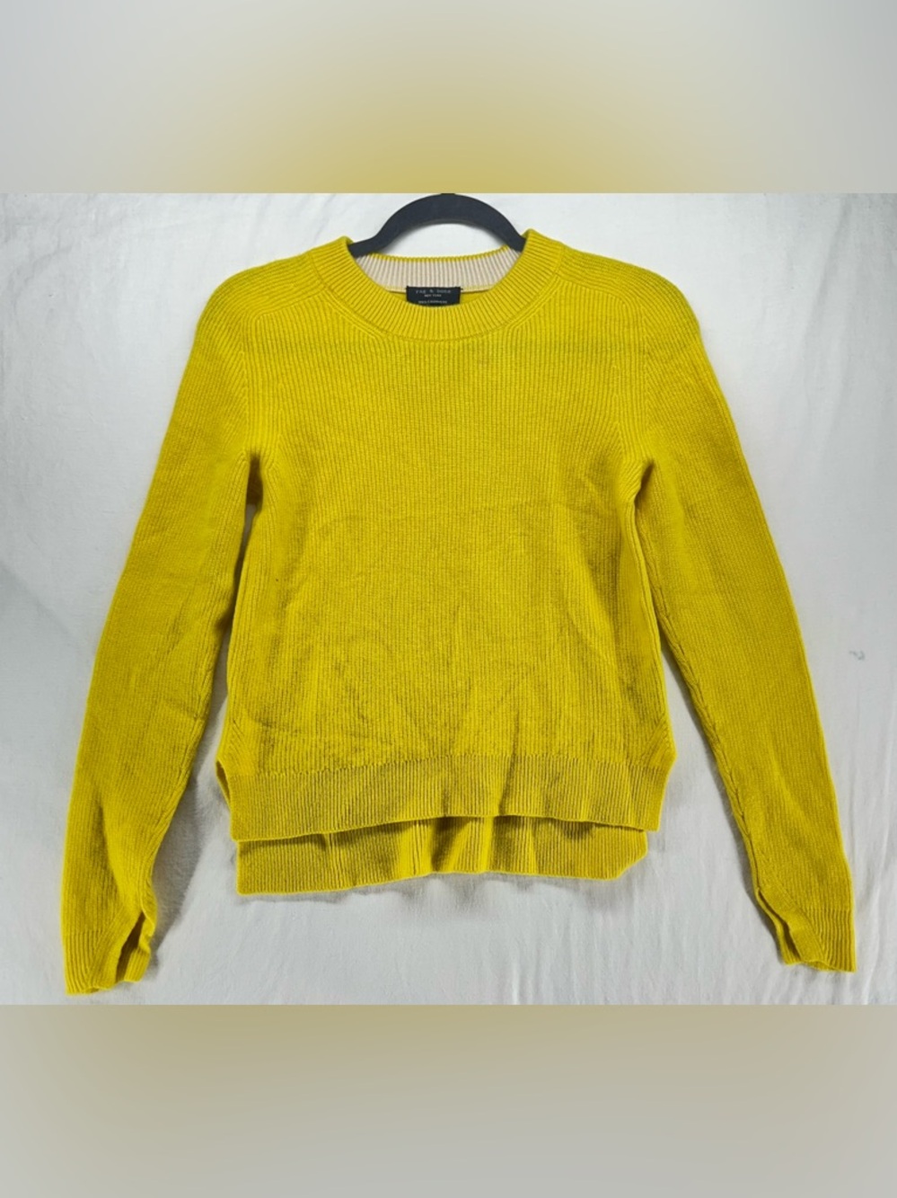 Rag & Bone Sweater Womens 100% Cashmere Ribbed Crewneck Yellow Size S